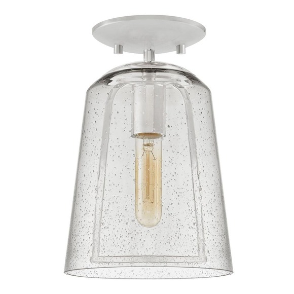 Desmond 7" Polished Nickel Semi Flush Mount Light, Smoke Seeded Glass Shade - Picture 1 of 9